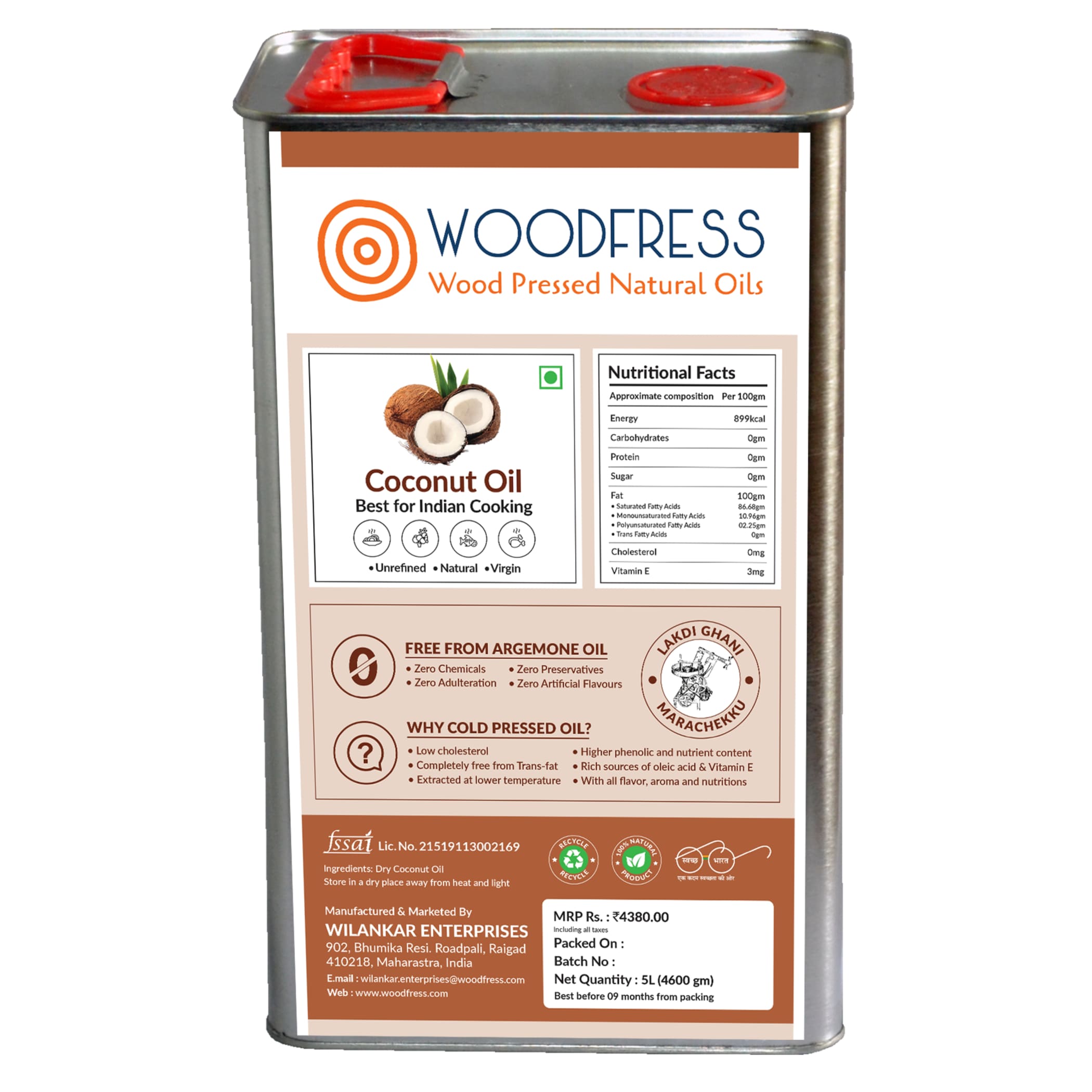 WOODFRESS Wood Cold Pressed Coconut Oil